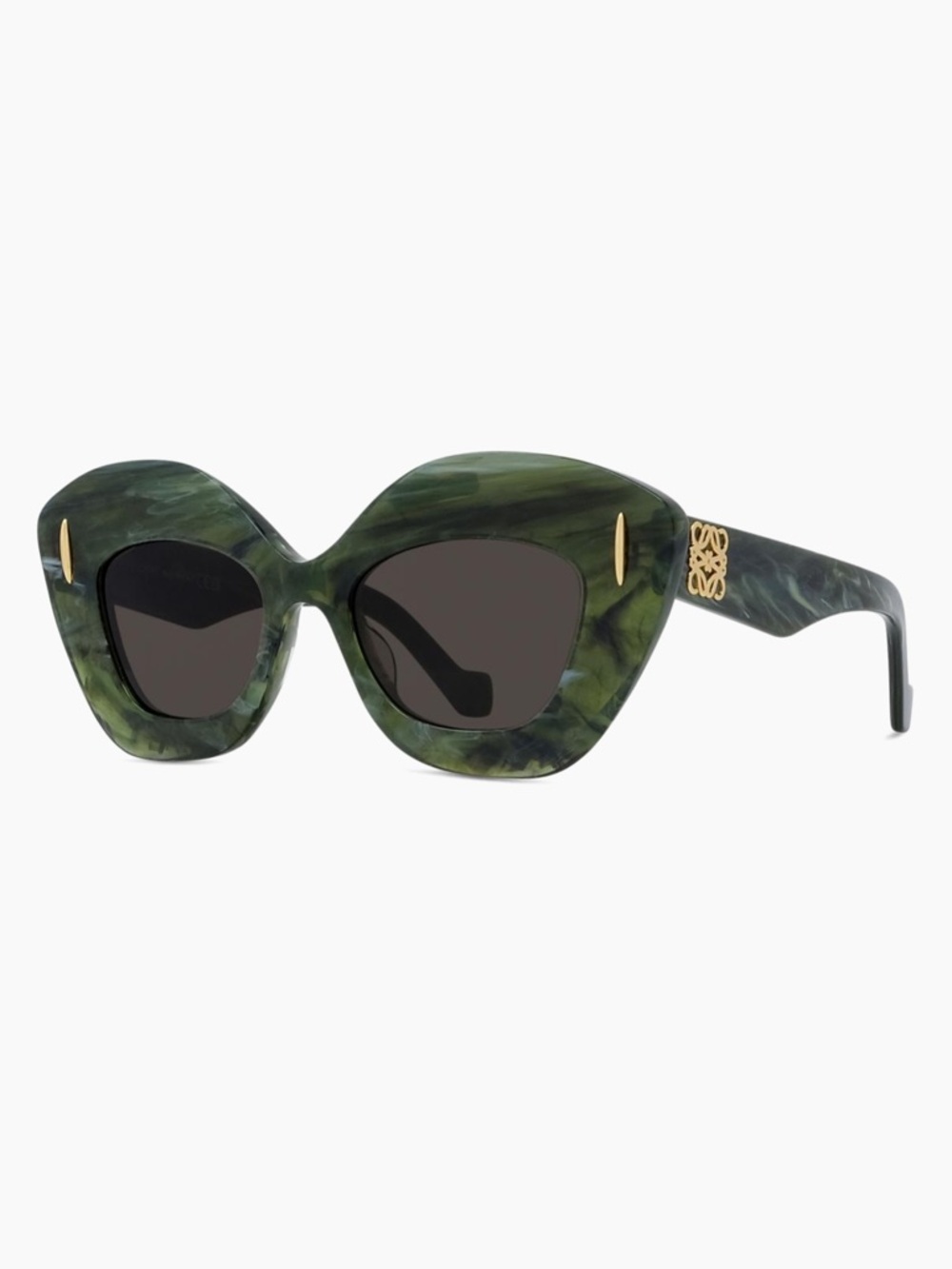 Loewe Anagram 4MM  Marbled Cat-Eye Sunglasses with Gold Emblem